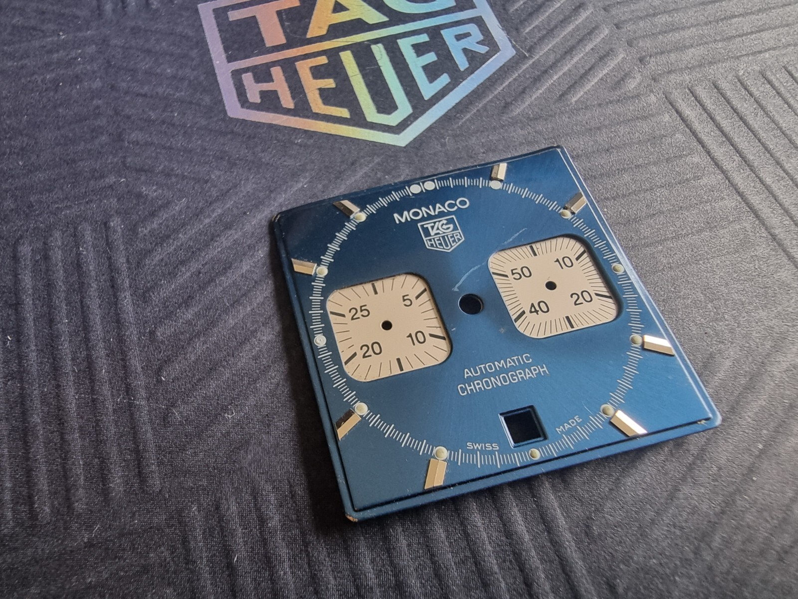 TAG Heuer Monaco blue chronograph dial plastic glass steel surround parts CW2113