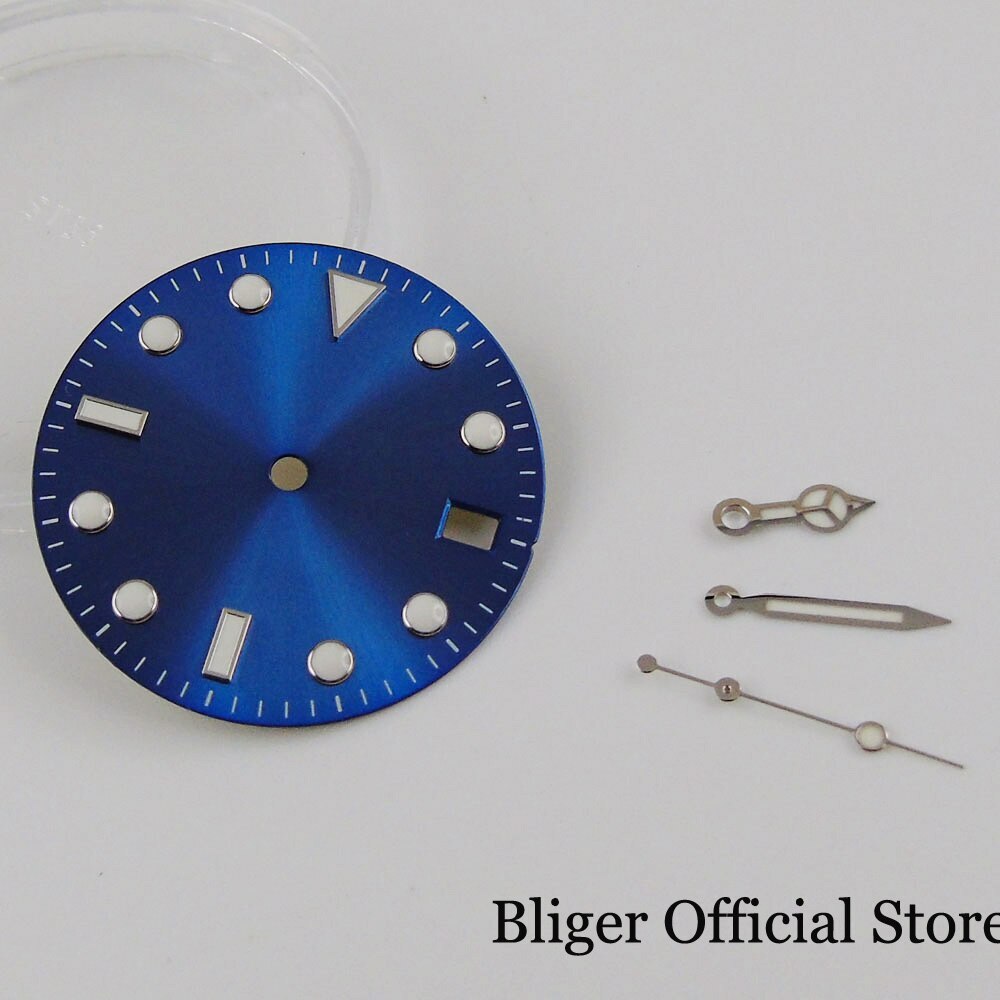 29MM Fit NH35A NH36A Luminous Sunburst Watch Dial Hand Set Green Blue Grey Parts