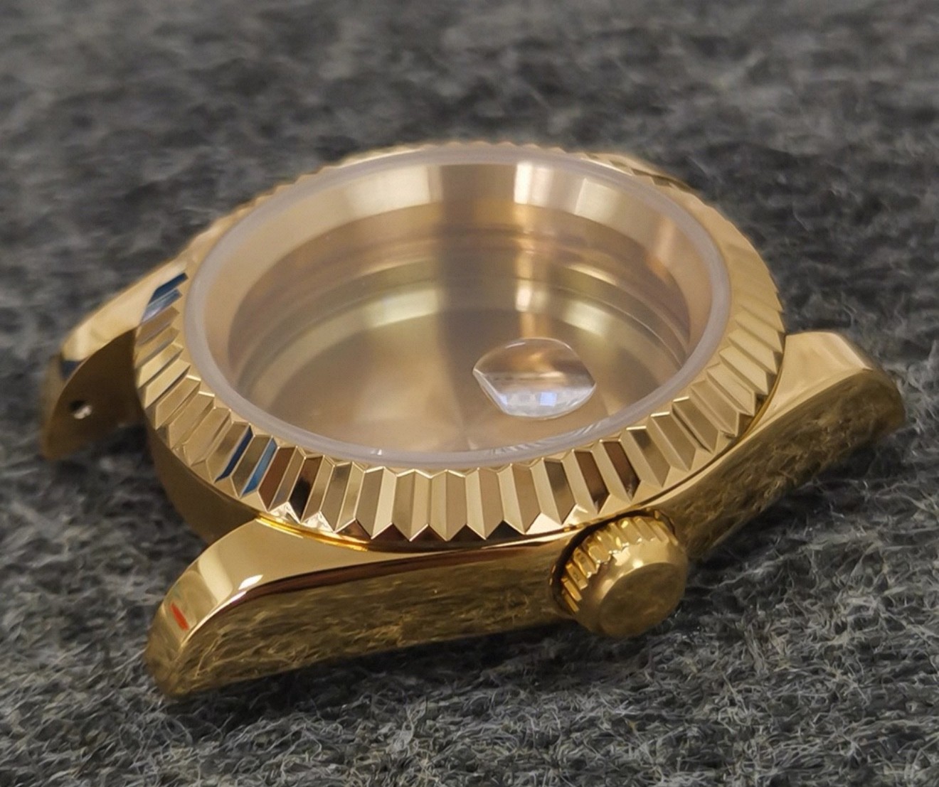 36mm Stainless Steel Sapphire Glass Solid Watch Case Gold Plate For NH35/36