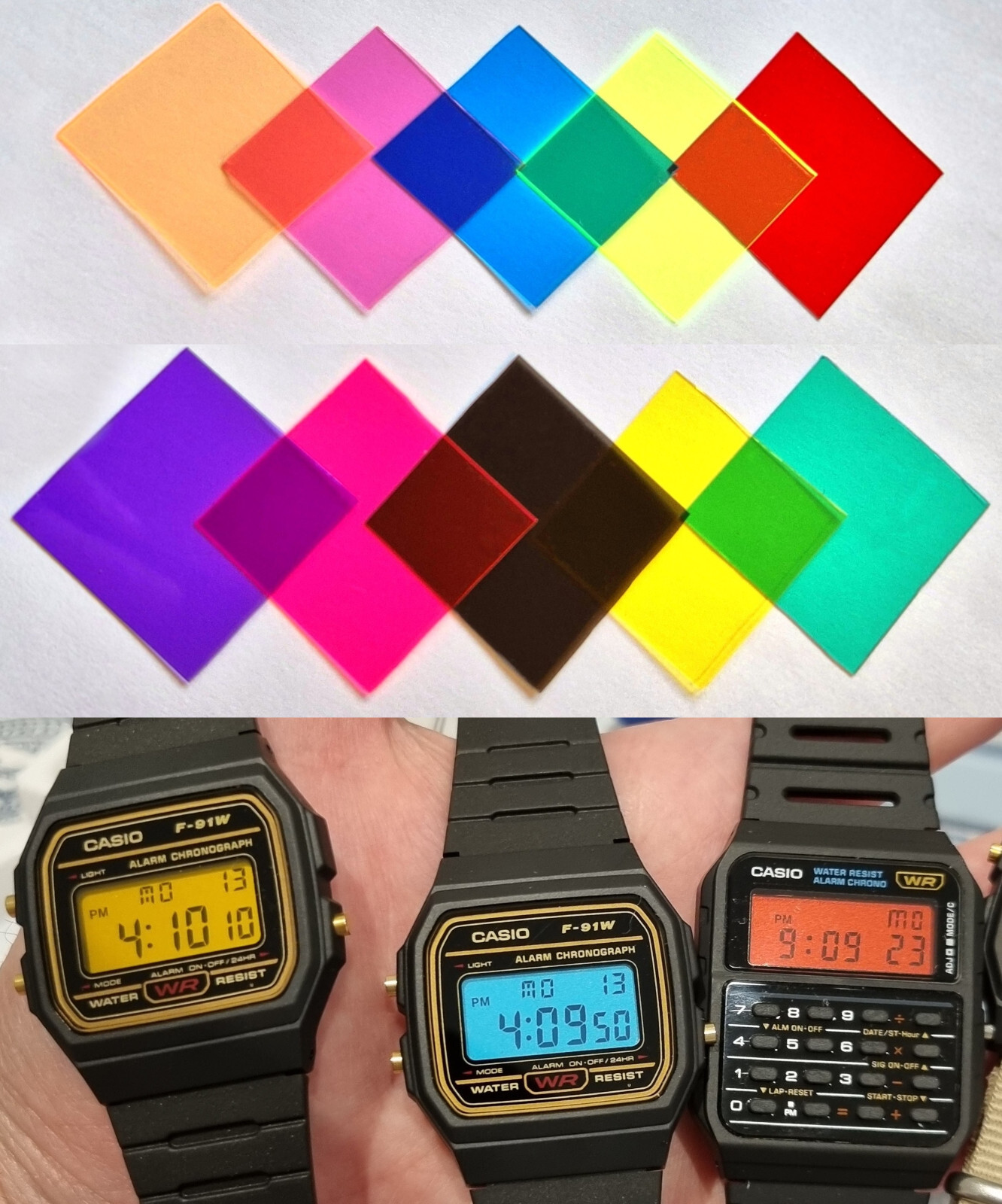 Colour Screen Modification Kit – Pack of 10 colour filters for watch modding
