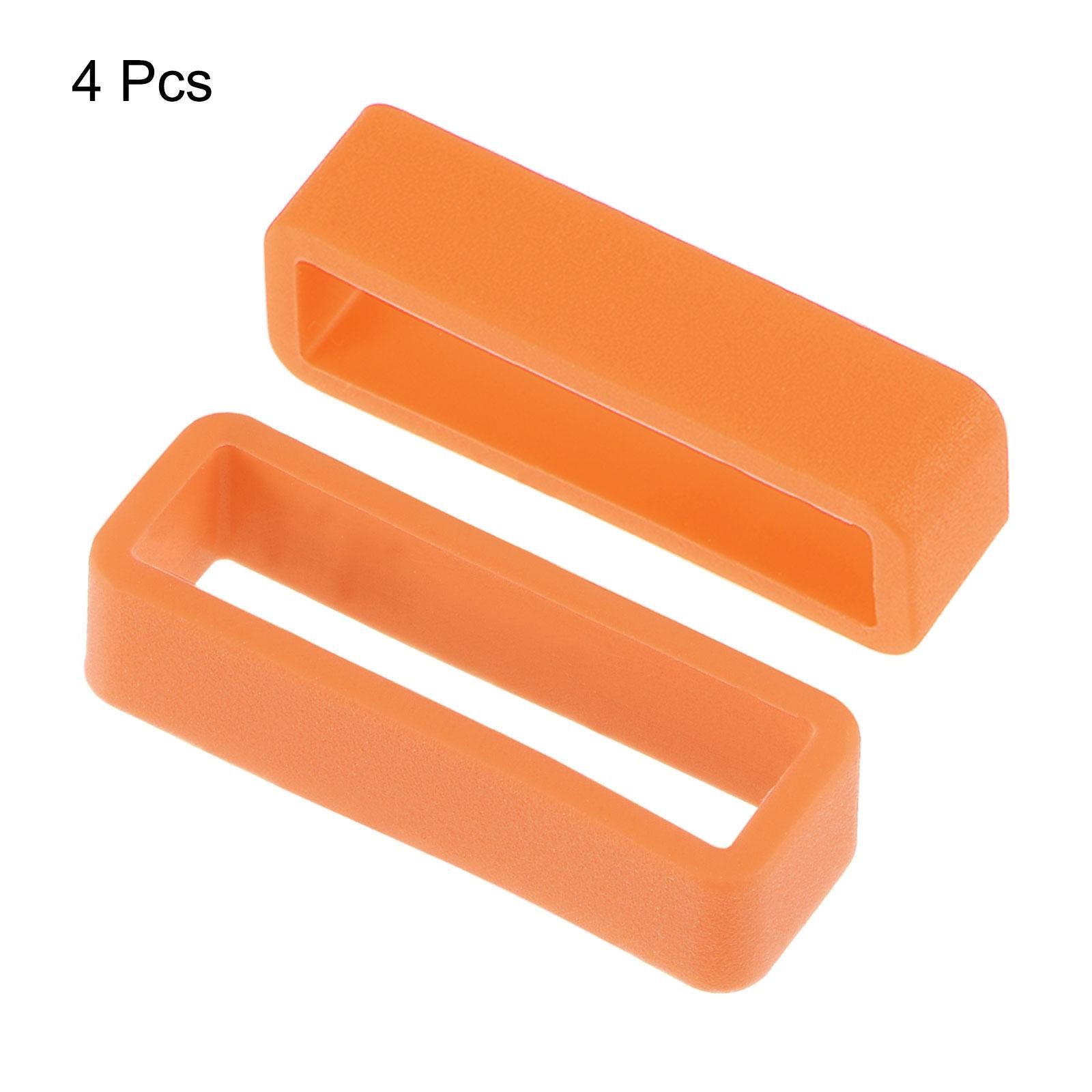 Watch Band Strap Loops Silicone for 26mm Width Watch Band, Orange 4 Pcs