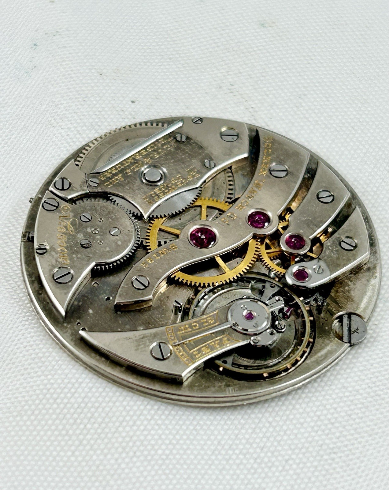 VERY RARE 39MM TOUCHON 17 JEWEL NICKEL 2.5MM TH. POCKET WATCH MOVEMENT, RUNNING!