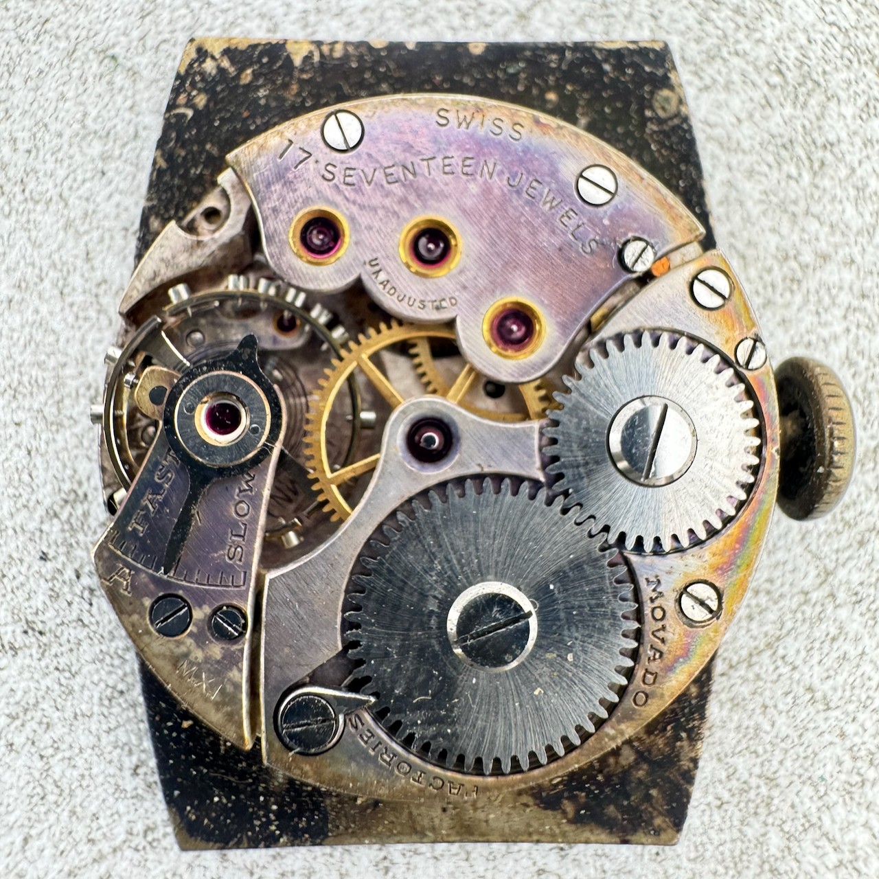 Vintage 23mm Movado Art Deco Rectangular Mechanical Wristwatch Movement Swiss