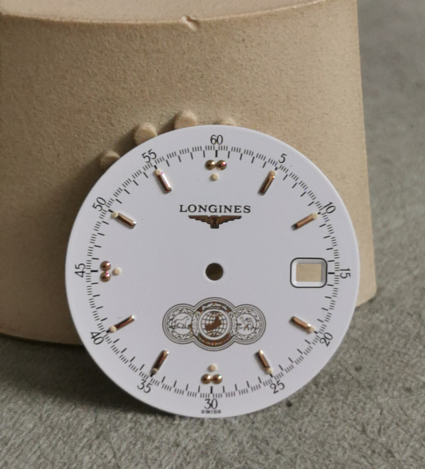 Longines Rare Original White Dial Uae Oman Bank Logo Golden Index Swiss 29 Mm