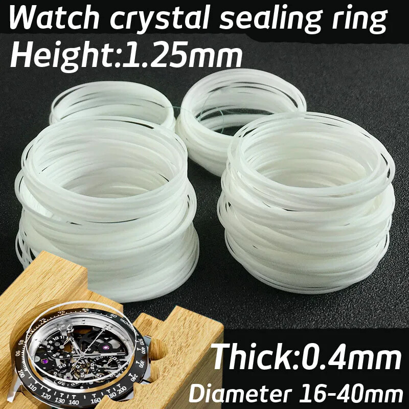 0.4mm Waterproof Ring Front Watch Case Sealing O-Ring 16-40mm 1.25mm Gasket Tool