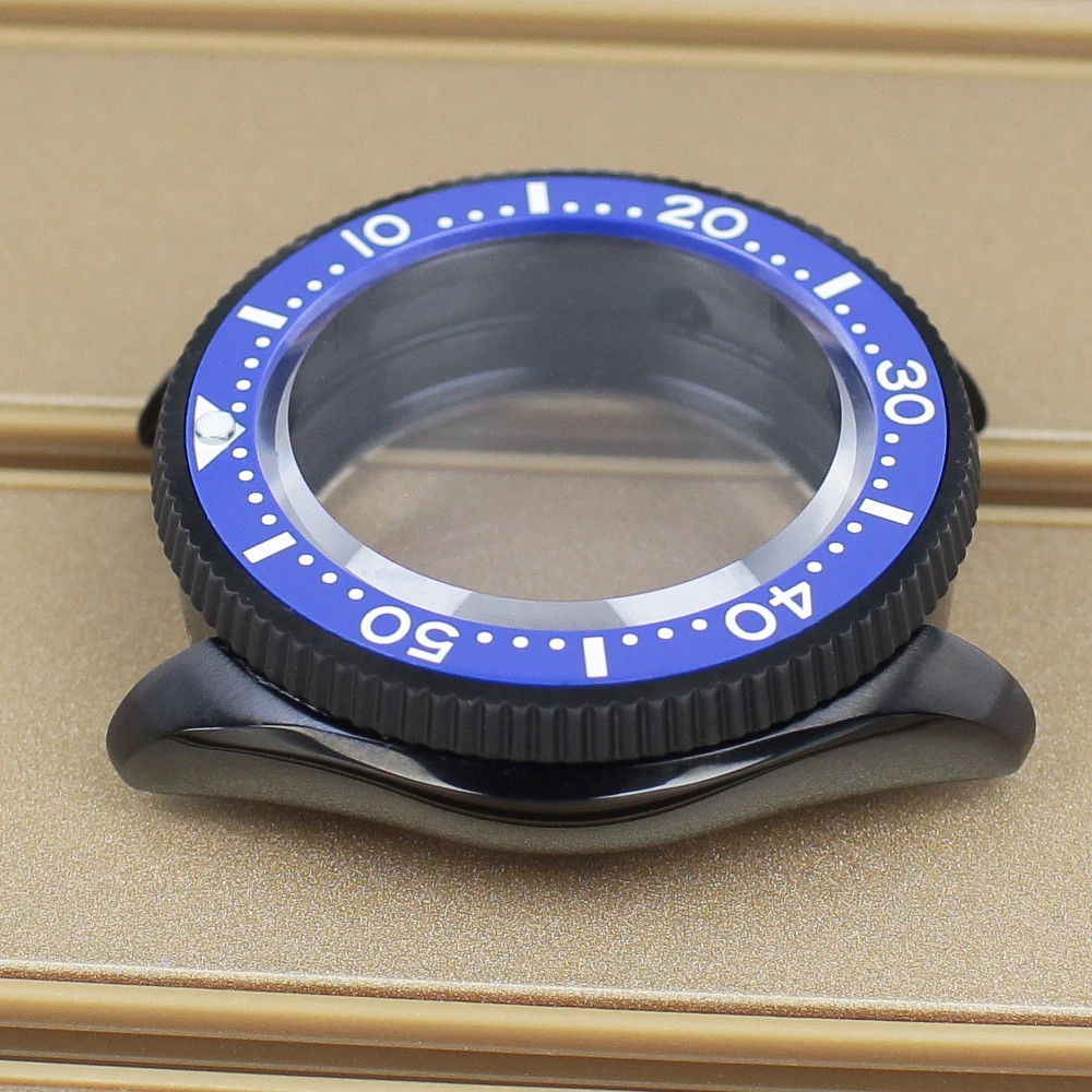 38mm PVD Black Watch Case SKX013 Mod Sapphire Glass 3.8 crown For NH35 Movement