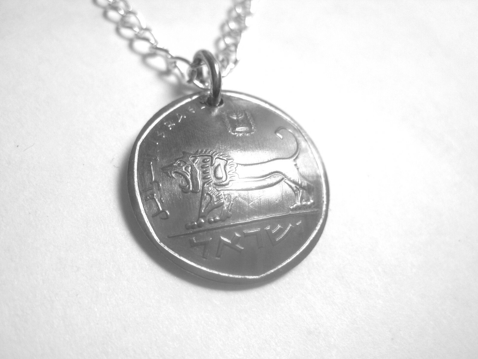 Israeli fierce lion coin necklace-nicely domed with a free 18″ chain