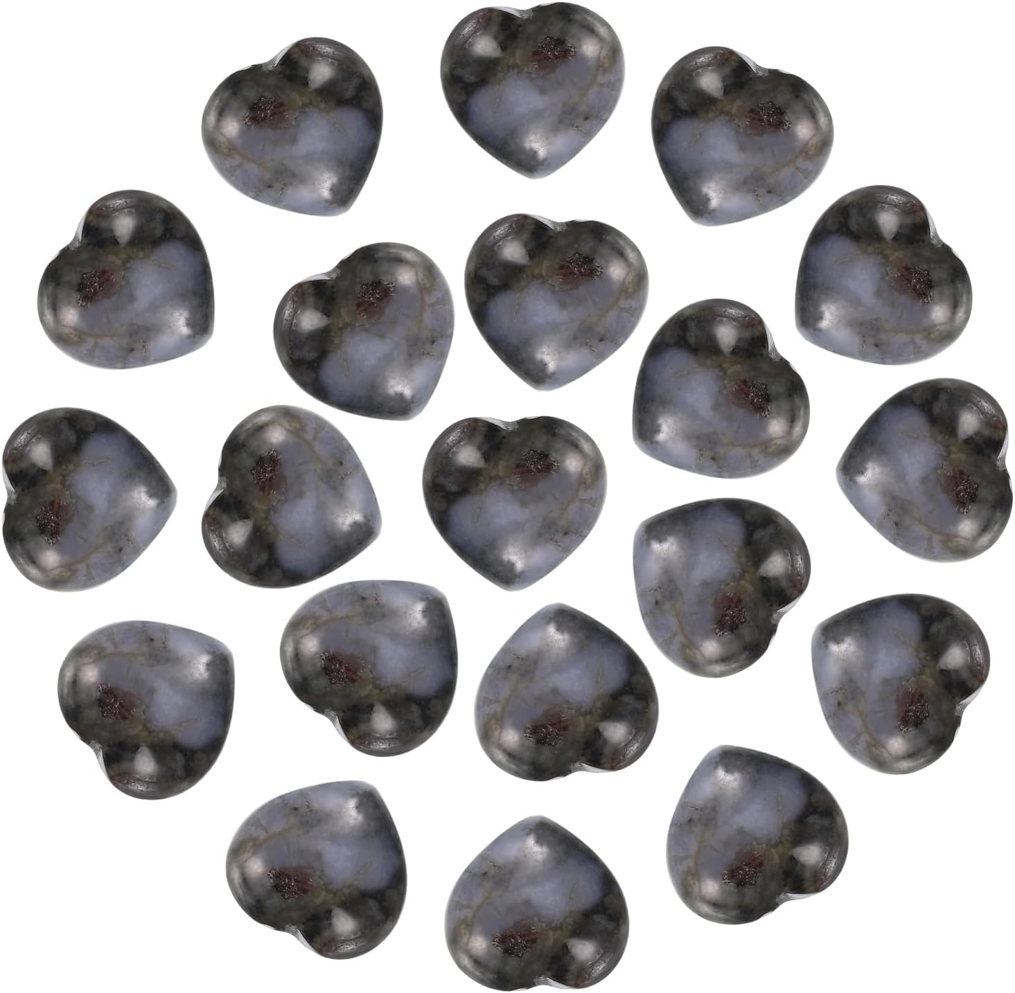 20Pcs Natural Heart Shaped Crystal Stone, 0.6 Inch 5/16″ Thick Mini Polished Lov