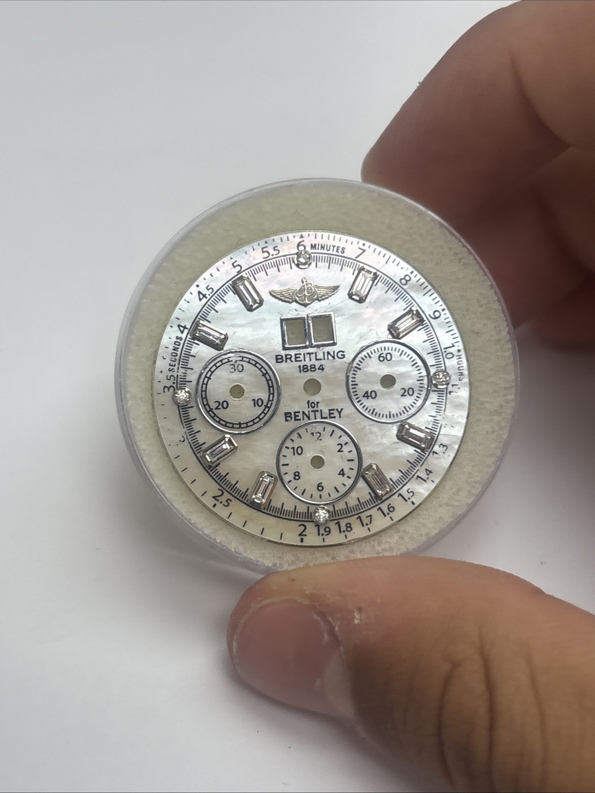 Breitling Bently White Mop Aftermarket Dial with Baguette And Round Natural
