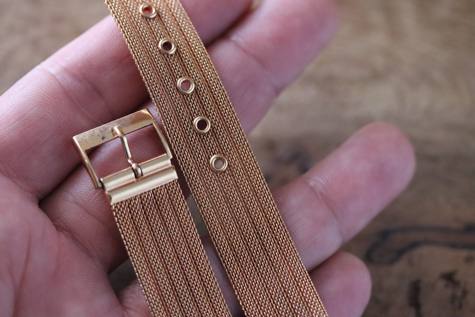 Vintage 18mm Rose gold plated 2 part watch strap – NOS