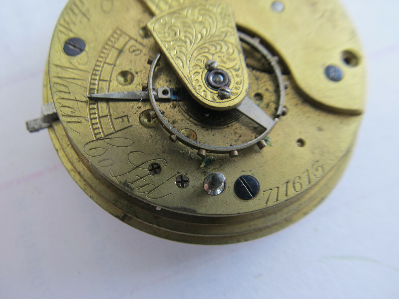 DETACHED LEVER 20 LIGNES POCKET WATCH MOVEMENT BRITISH WATCH Co LONDON
