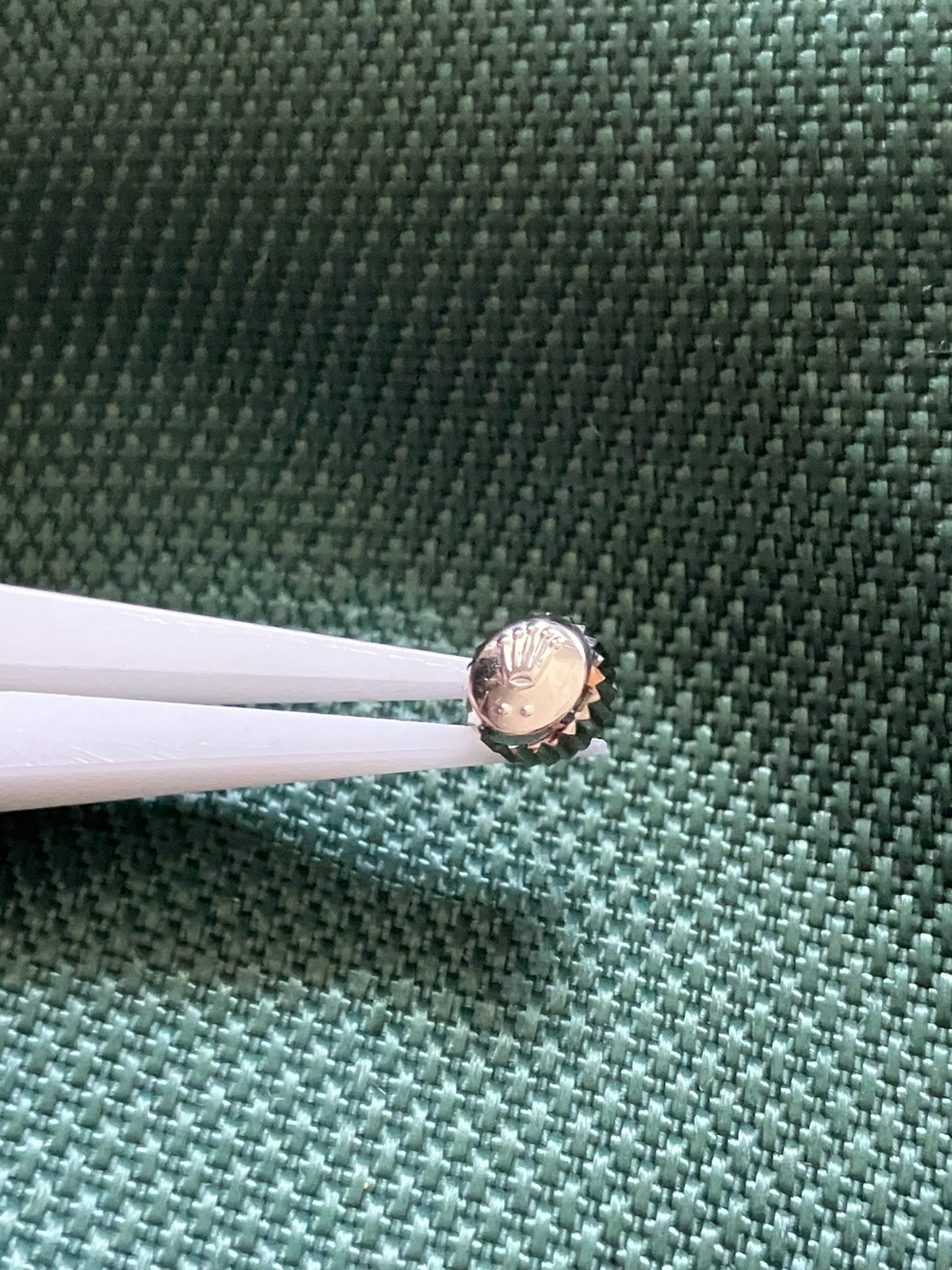 Genuine Rolex Solid 18k White Gold 6mm Crown. 2 Dot Twin Lock. Preowned