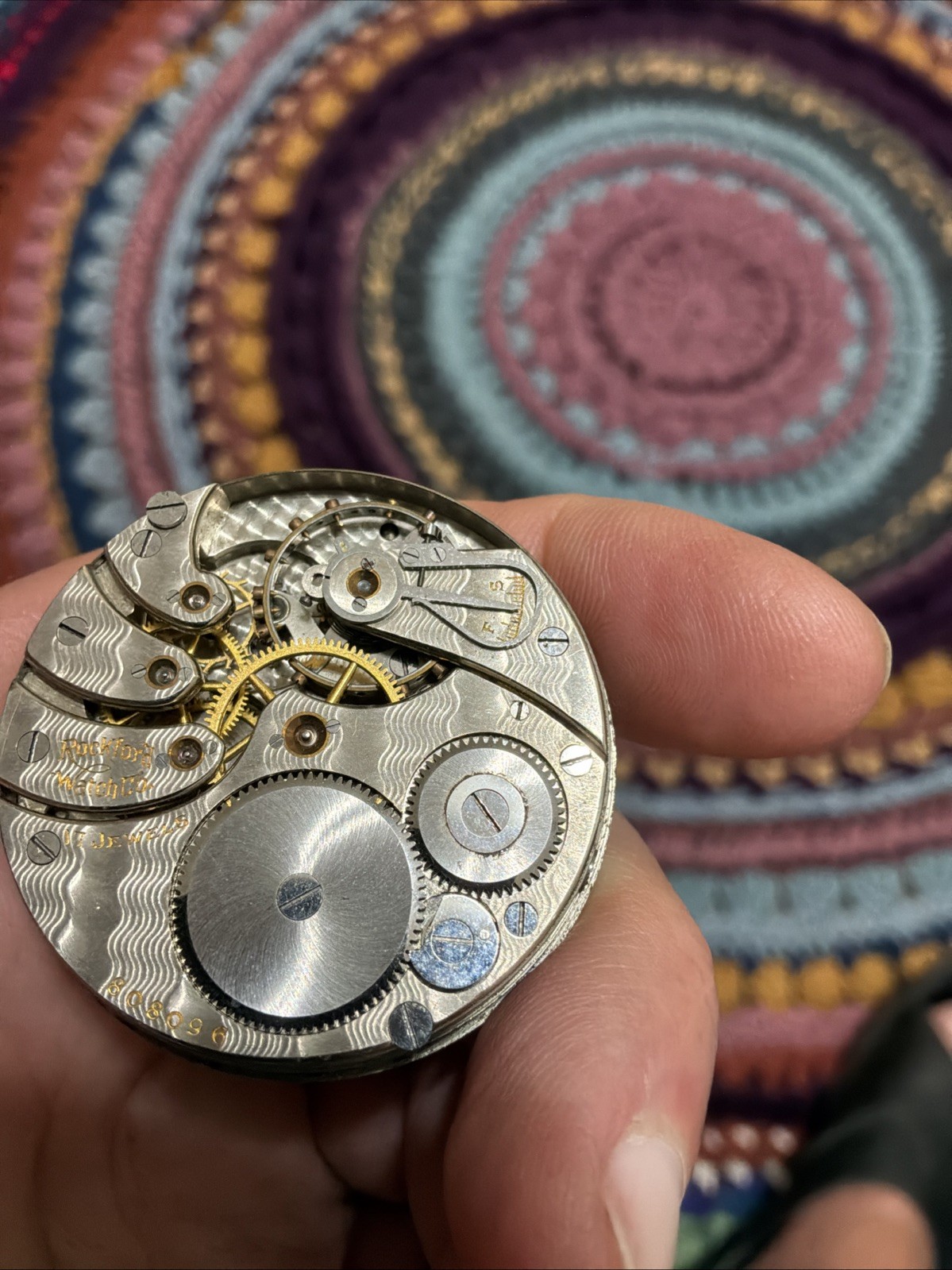 1909 Rockford 17J 16s Grade 505 Pocket Watch Movement For Parts or Repair