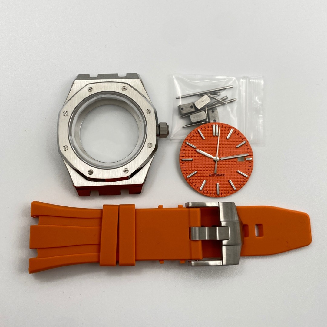 41mm Stainless Steel Case Sapphire Glass Rubber watch strap For NH35 31.8 Dial