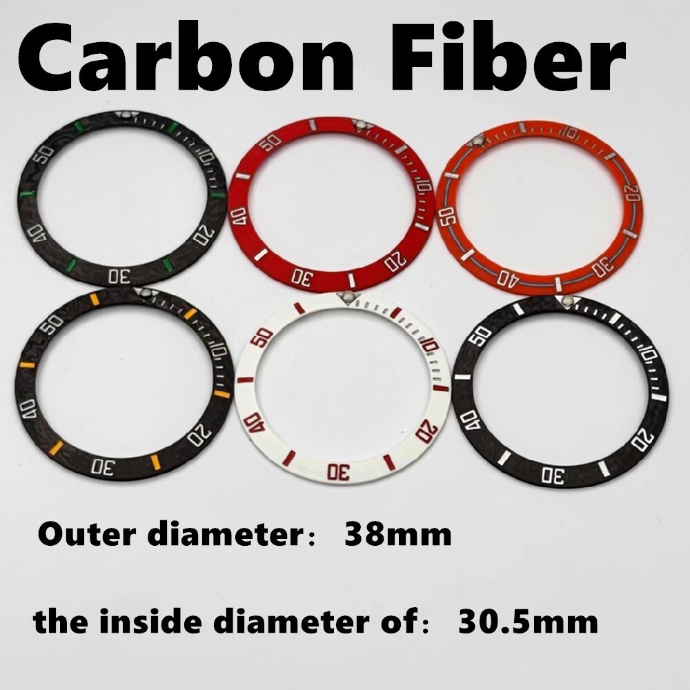 38mm Carbon Fiber Bezel Inserts Fits 40mm 41mm Stainless Steel Watch Case