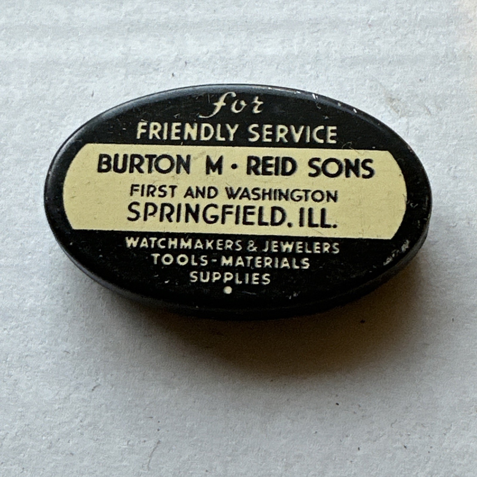 Antique Watch Parts Tin Watchmaker Burton Reid Springfield Illinois
