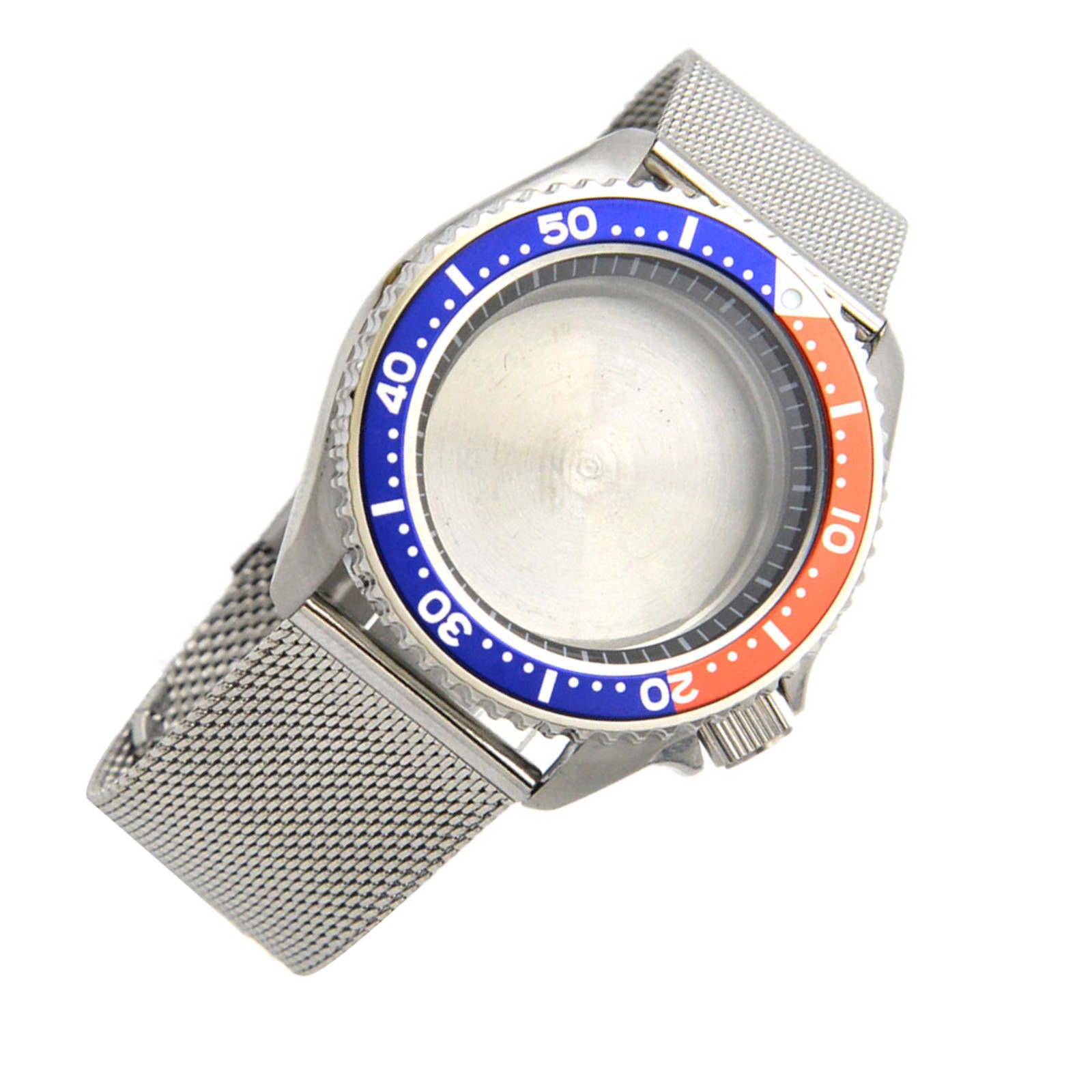 42mm Blue+Orange Steel Watch Case Bezel Strap Band Set For NH35 NH36 Movement K