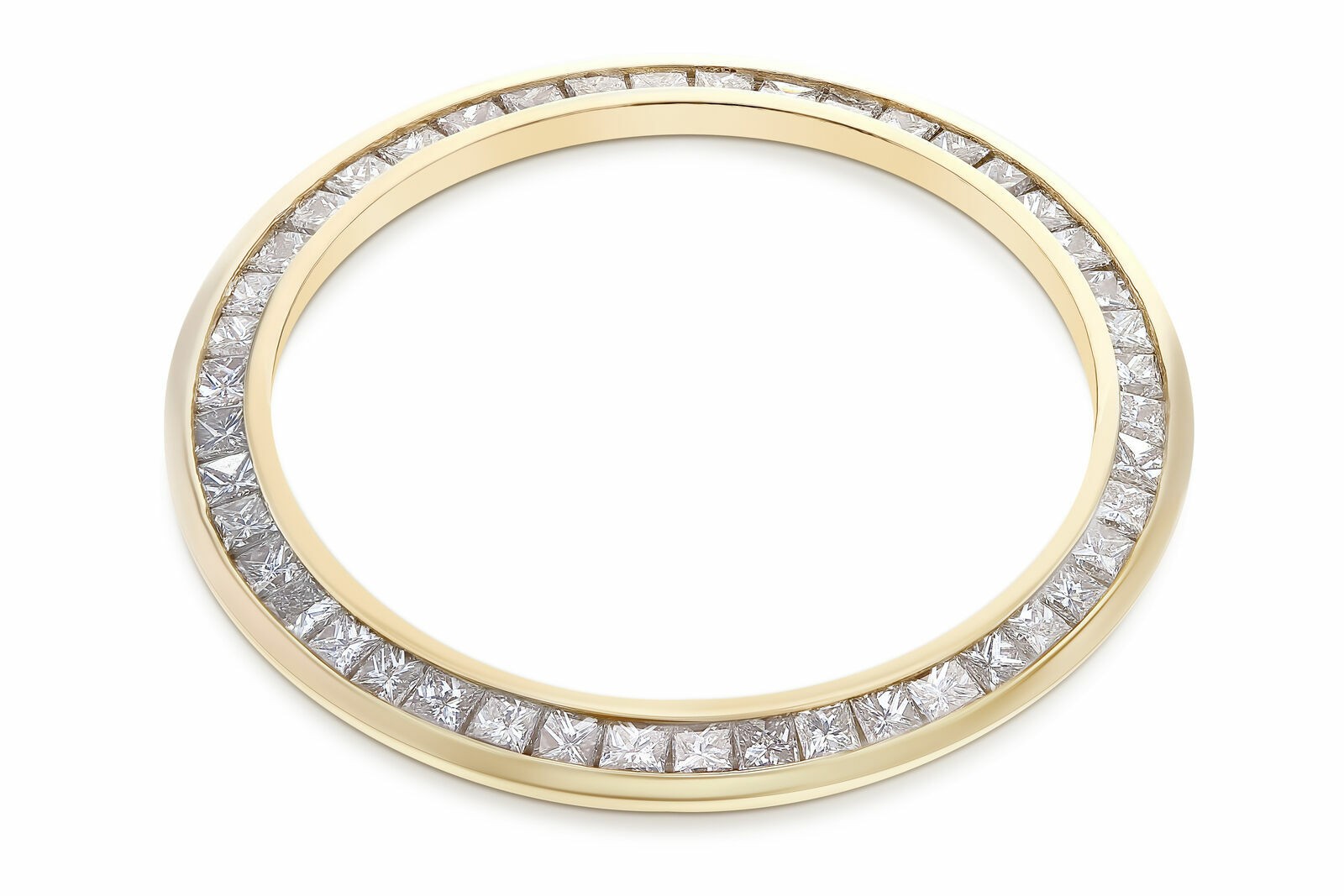LADIES 2CT PRINCESS CUT NATURAL DIAMOND BEZEL 14KY FOR ROLEX DATJEUST PRES WATCH