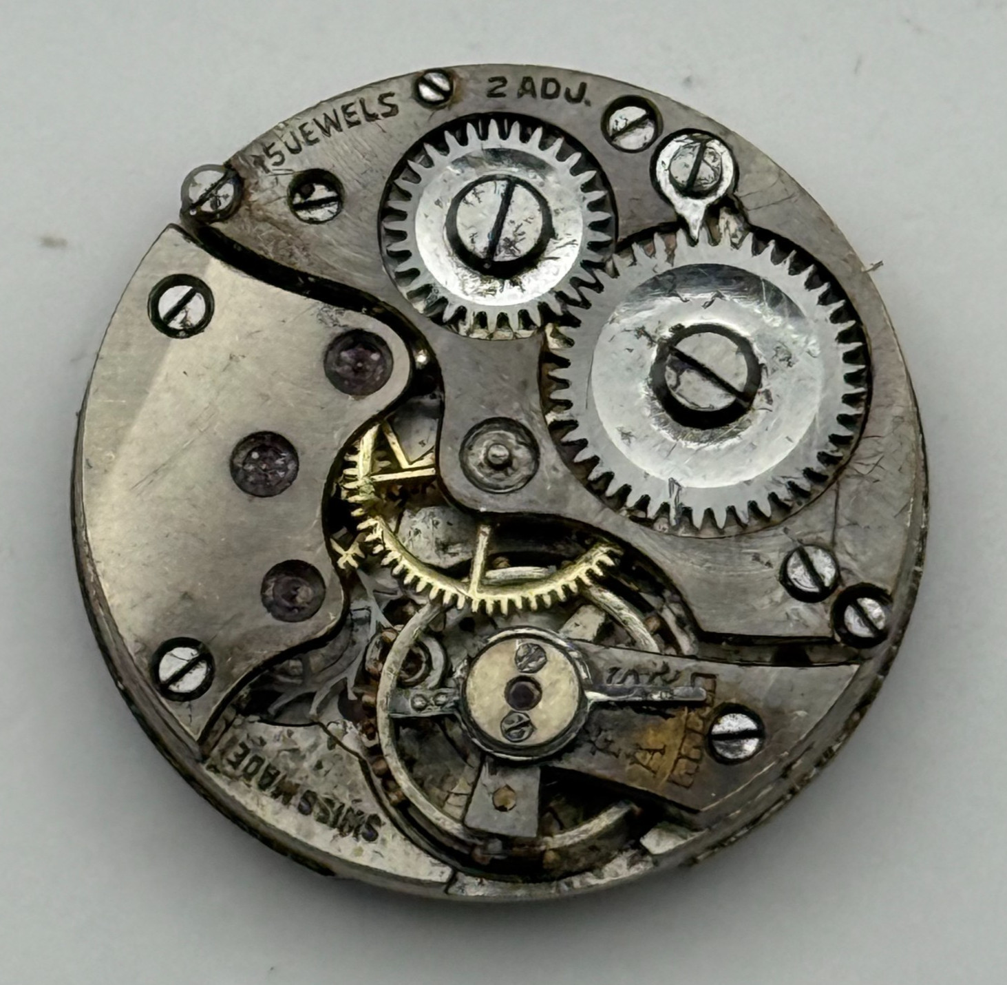 Buser Watch Movement 15 Jewels Swiss Manual Wind Vintage Parts Repair 23.2mm