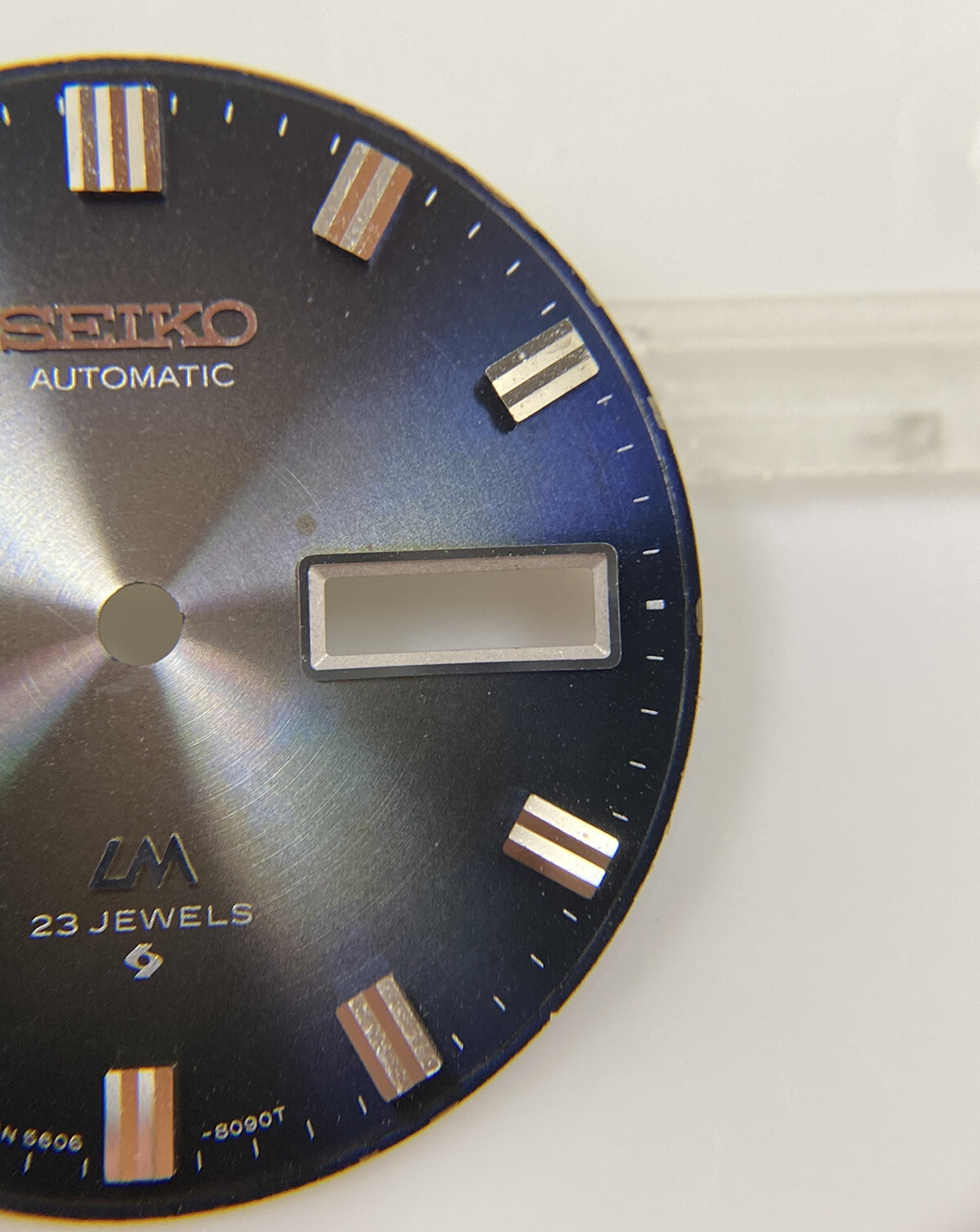 Original Seiko Automatic LM 23J 5606-8060 8090T Blue Day/Date 28.5mm Dial