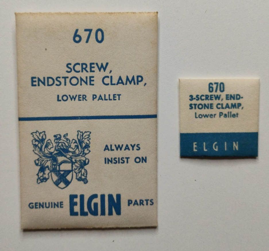 ELGIN 670 3-Screw, Endstone Clamp Lower Pallet Genuine OEM Watch Parts