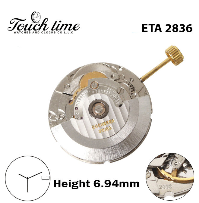 ETA 2836-Bucherer-Swiss Movement-White Date/Czech Day Disk At 3-H:6.94mm-3 Hands