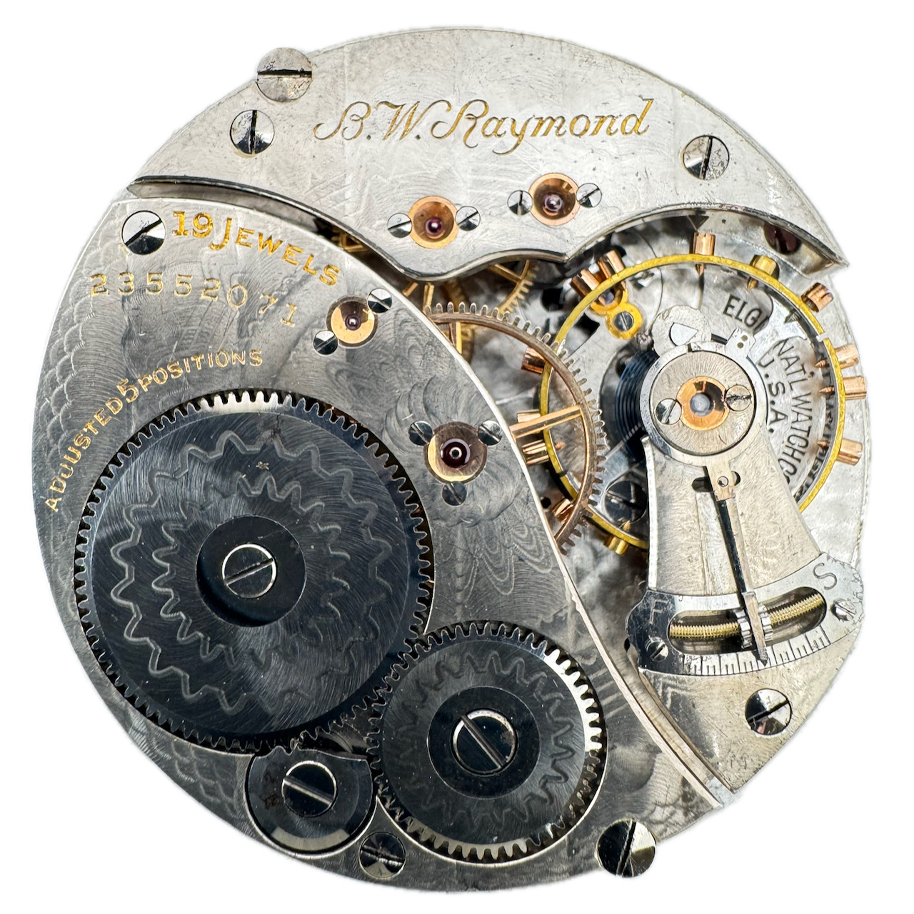 Antique 16s 1921 Elgin 15 19j Mechanical Railroad Pocket Watch Movement 455 USA