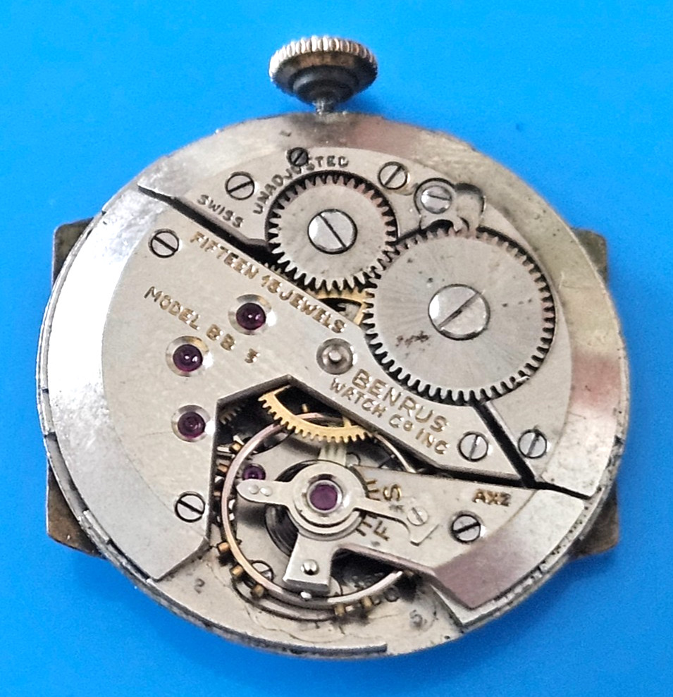 BENRUS BB3 15J Watch Movement (REMOVED FROM GOLD CASE/BALANCE RUNS) lot36