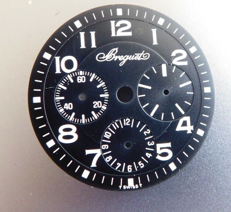 Vintage Breguet Aeronavale Type XX 3800 chrono Dial NOS Original 29,5mm black