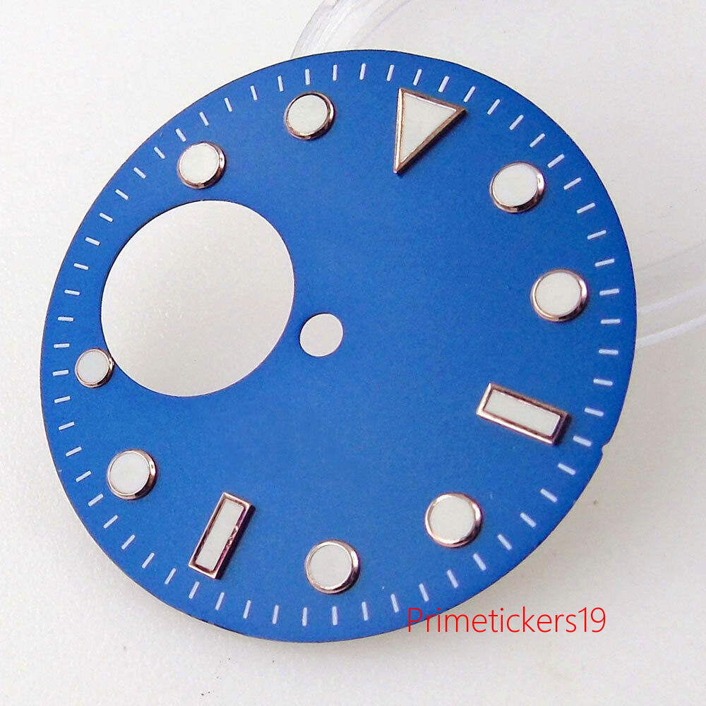 Fit NH38 Automatic Movement 29mm Black/Blue Watch Hollow Dial Hands Set Luminous