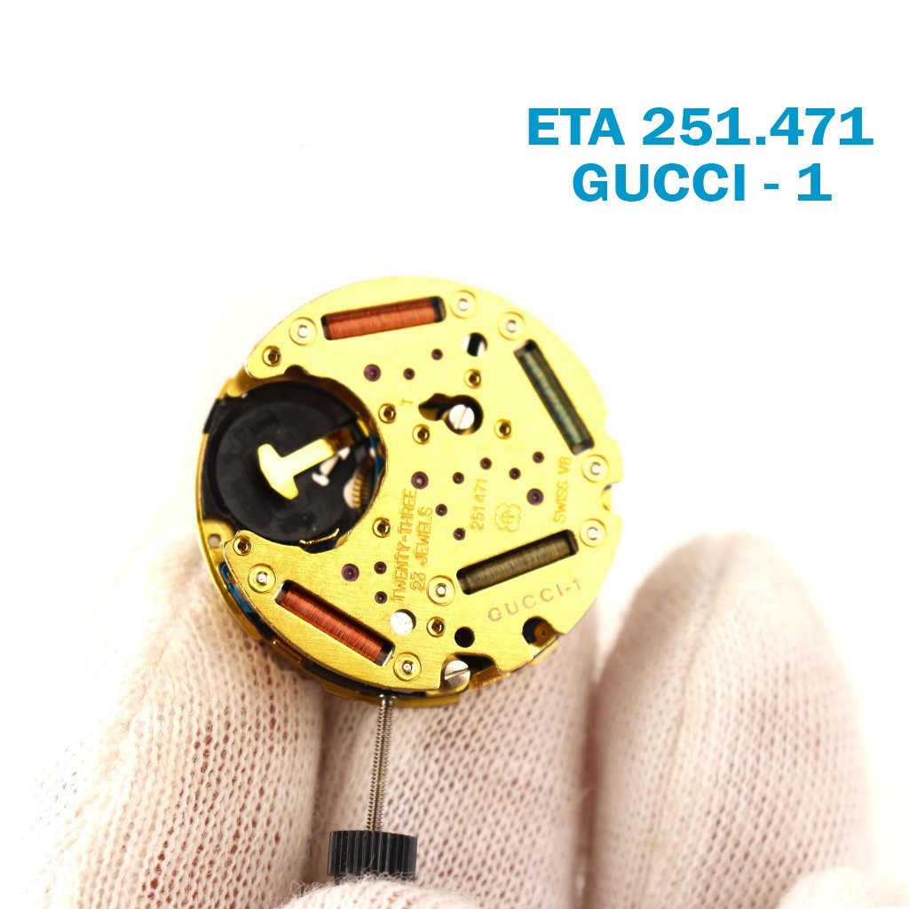 ETA 251.471 Gucci-1 Swiss Chronograph Movement-H:6:88mm-Black Date at 4-3Counter