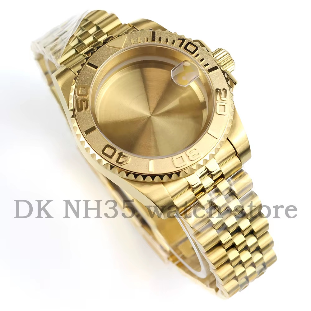 40mm NH35 Gold Stainless Steel Watch Case Jubilee Bracelet Fit SUB GMT NH34 NH35