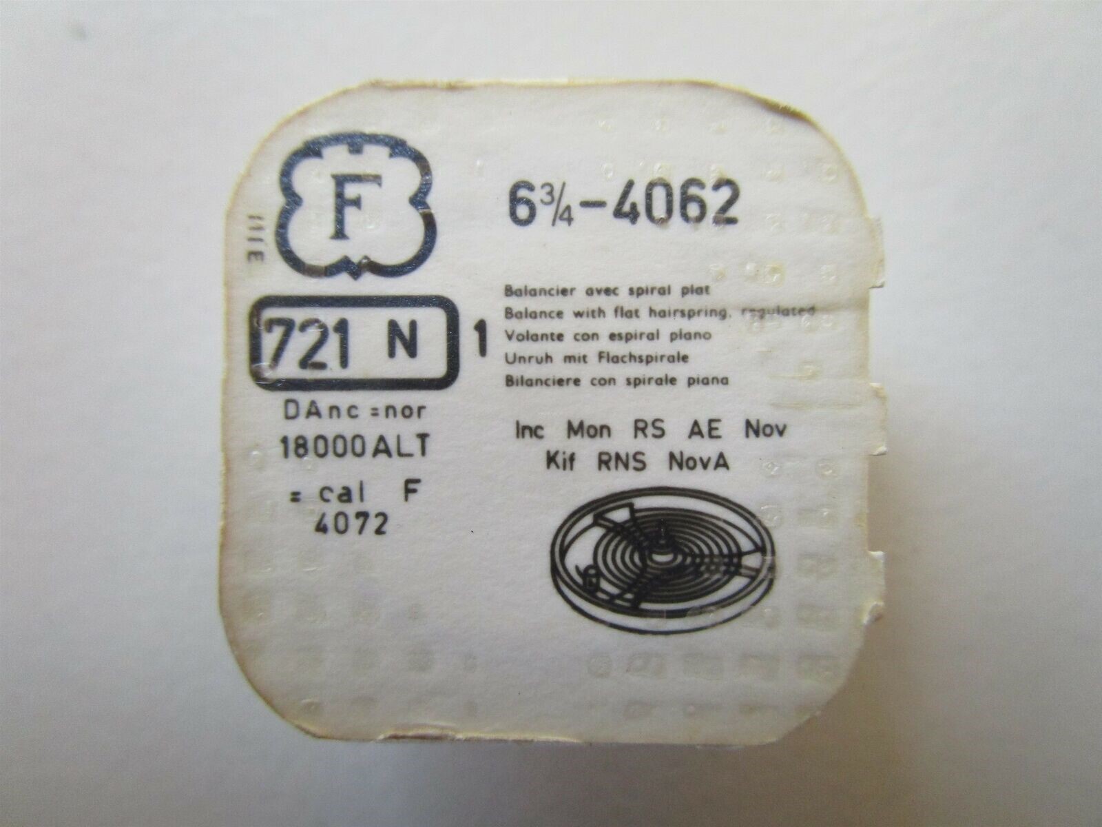 Felsa 6¾”‘ cal. 4062 balance complete Swiss watch movement part