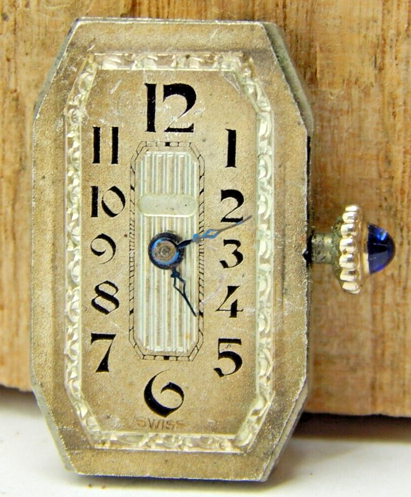 Vintage Windor watch co 15 jewel 2 Adjustment wrist watch movement dial & crown