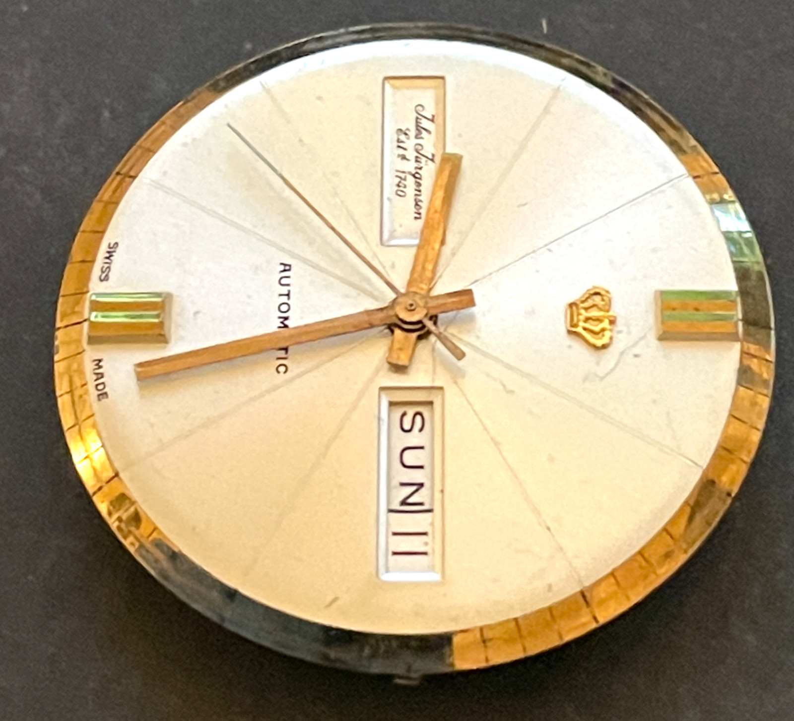 Vintage Jules Jurgensen Automatic Men’s Watch Movement Ticks Running 17j Swiss