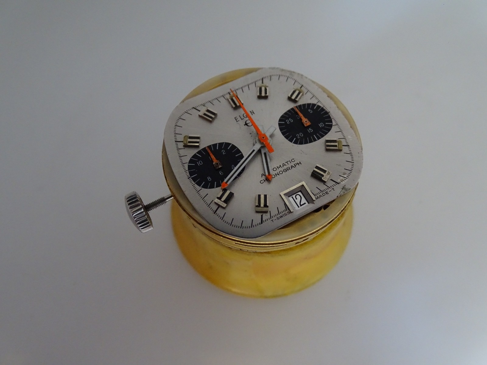 Elgin Complete Movement & Dial Buren Cal 12 Automatic Chronograph, Running