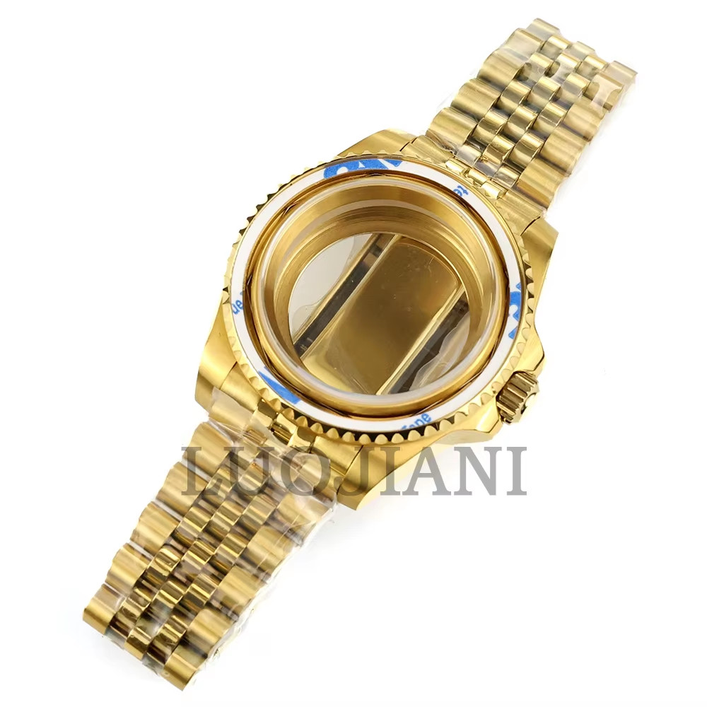 40mm Jubilee Gold Watch Case Sapphire Glass Fit Yacht-Master NH34 NH35 NH36