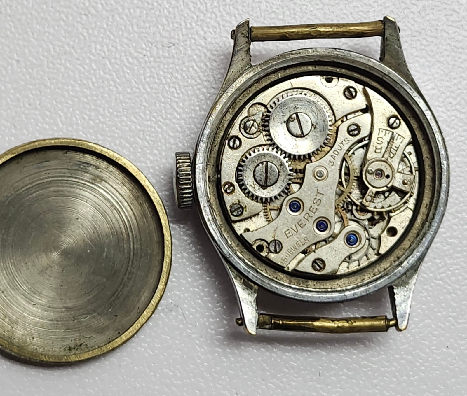 Mido Waterproof Sector Dial Watch Case & 15J Everest Swiss Movement Parts