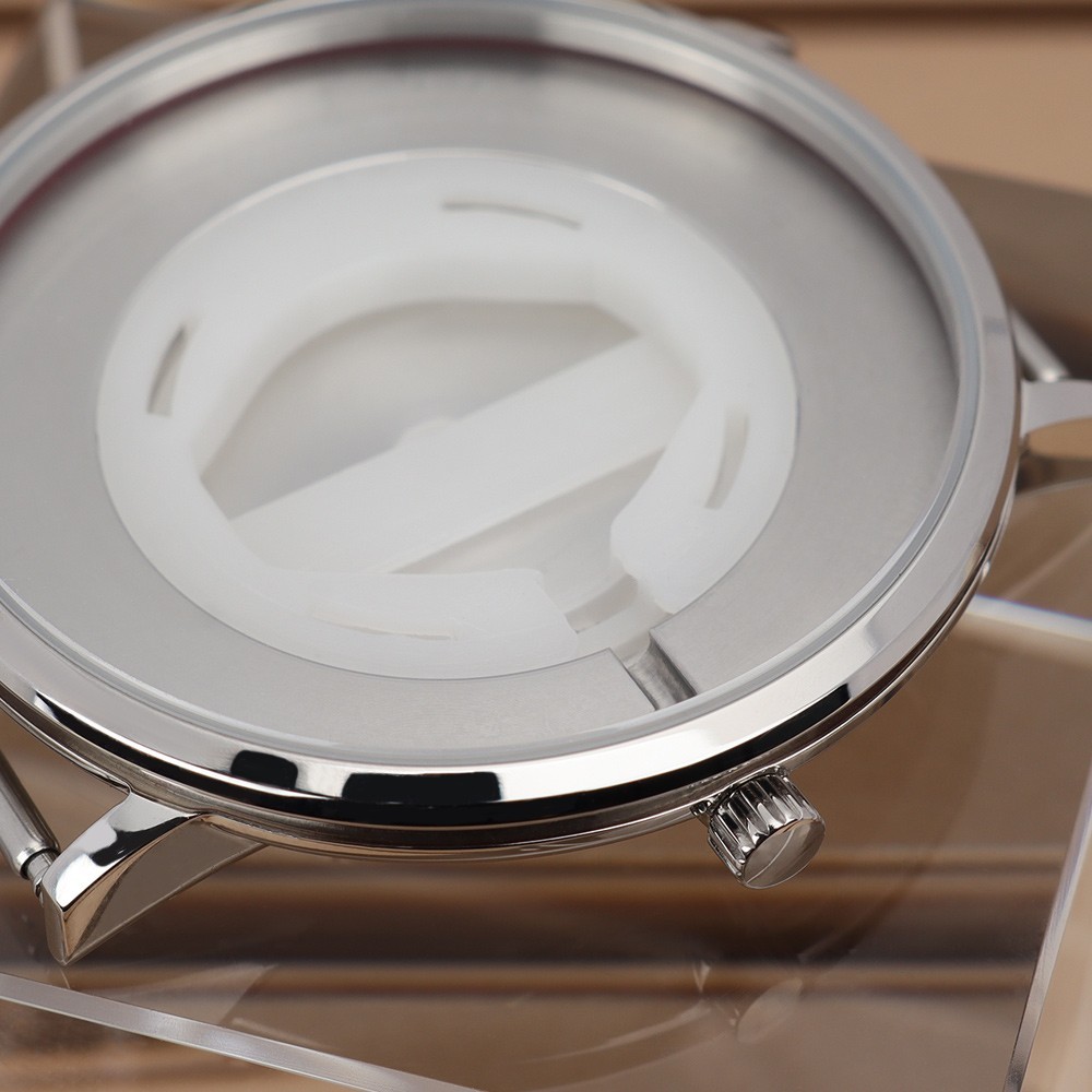 40mm Ultra-Thin Silvery Watch Case 316L Stainless Steel For Miyota GL20 Movement