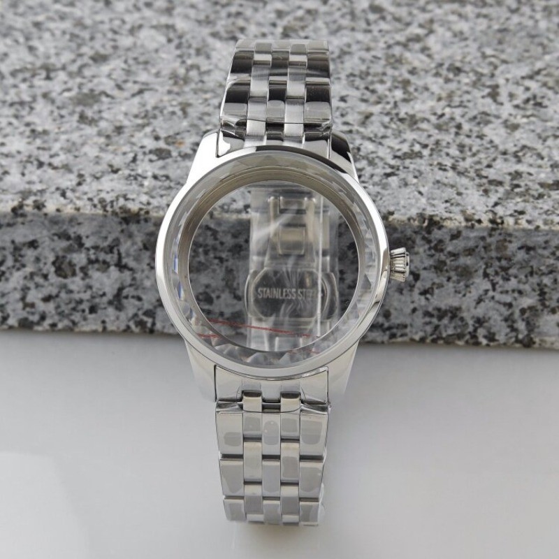 33MM Ladies Mod Stainless Steel Watch Case + Watch Band Fits NH35 NH36 NH38 5ATM