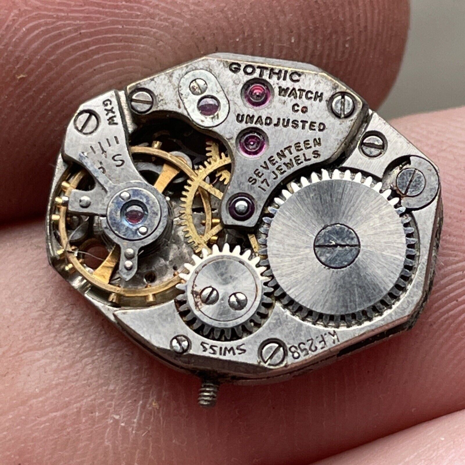VTG Gothic Watch Co. 17 Jewels Unadjusted Swiss Movement KF258