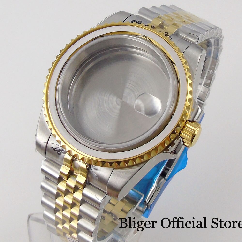BLIGER Two Tone Gold Watch Case fit NH35A ETA 2836 2824 MIYOTA 8215 821A MINGZHU