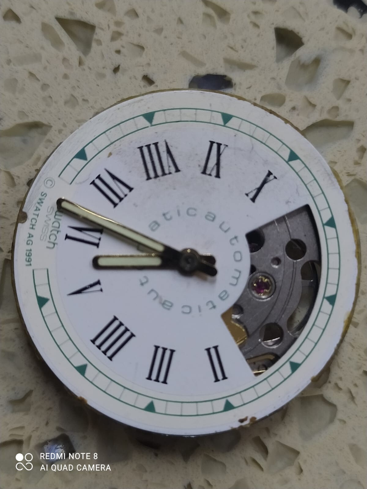 ETA-2840 Automatic With Dial Incomplete Movement FOR PARTS ONLY