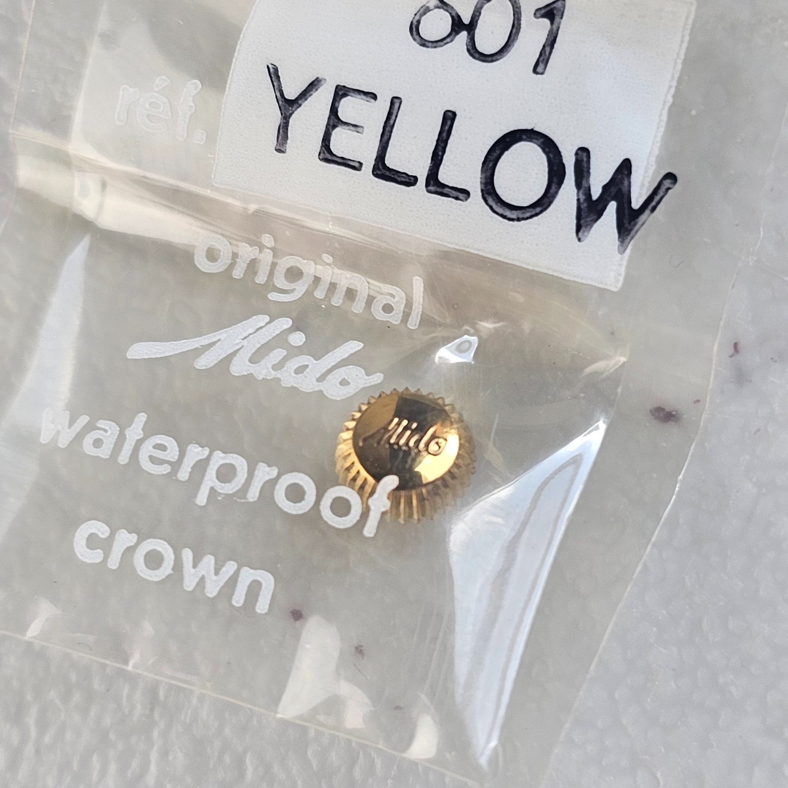 Original Mido Waterproof Crown Ref. 601 Yellow Gold Tone NOS Vintage Watch Part