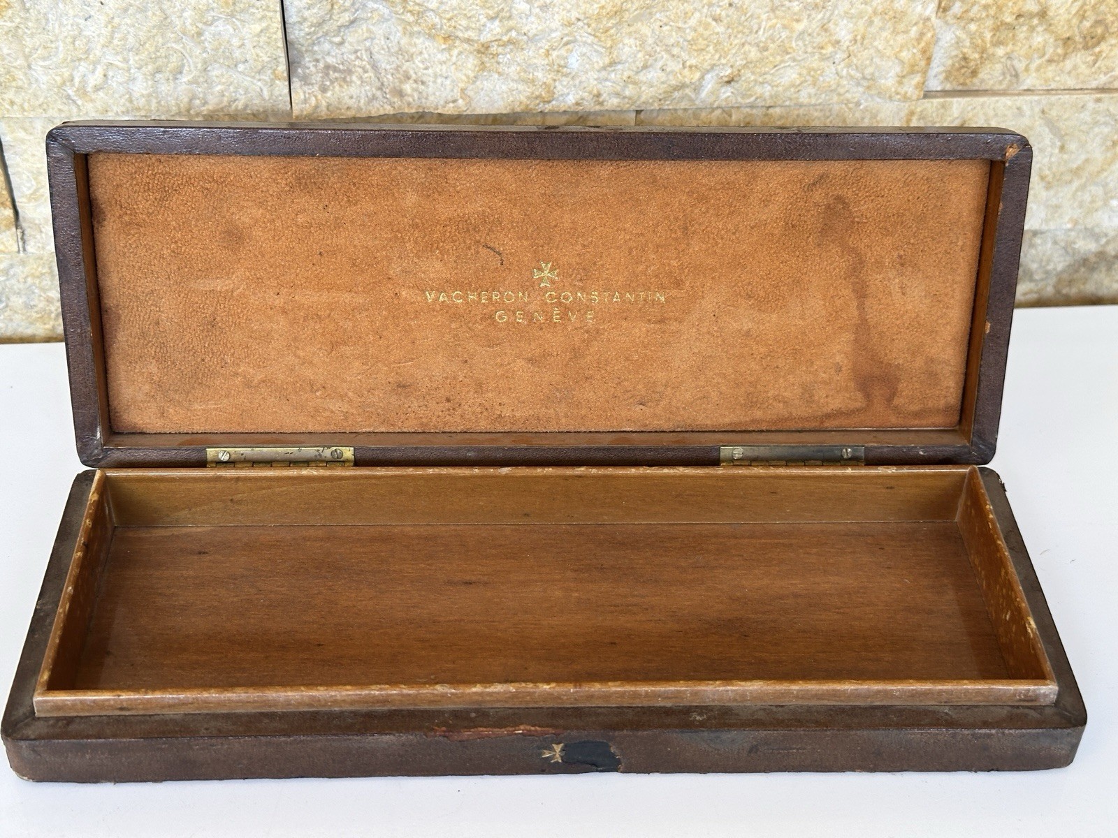 Rare Vintage Vacheron Constantin Watch Box Lacquered Wood Geneva Cityscape 1960s