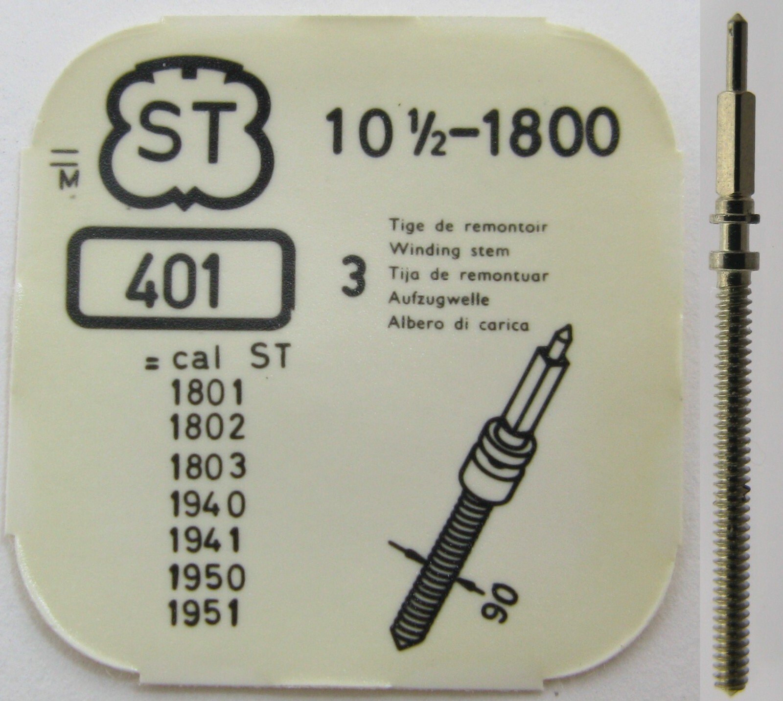 AS ST 1800 1802 1940 1950 … watch parts winding stem #401 Tap 10