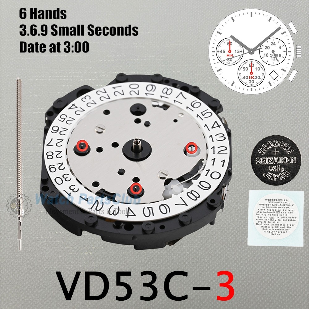 JAPAN VD SERIES VD53C VD53-Watch Movement Quartz electron Movement replacement
