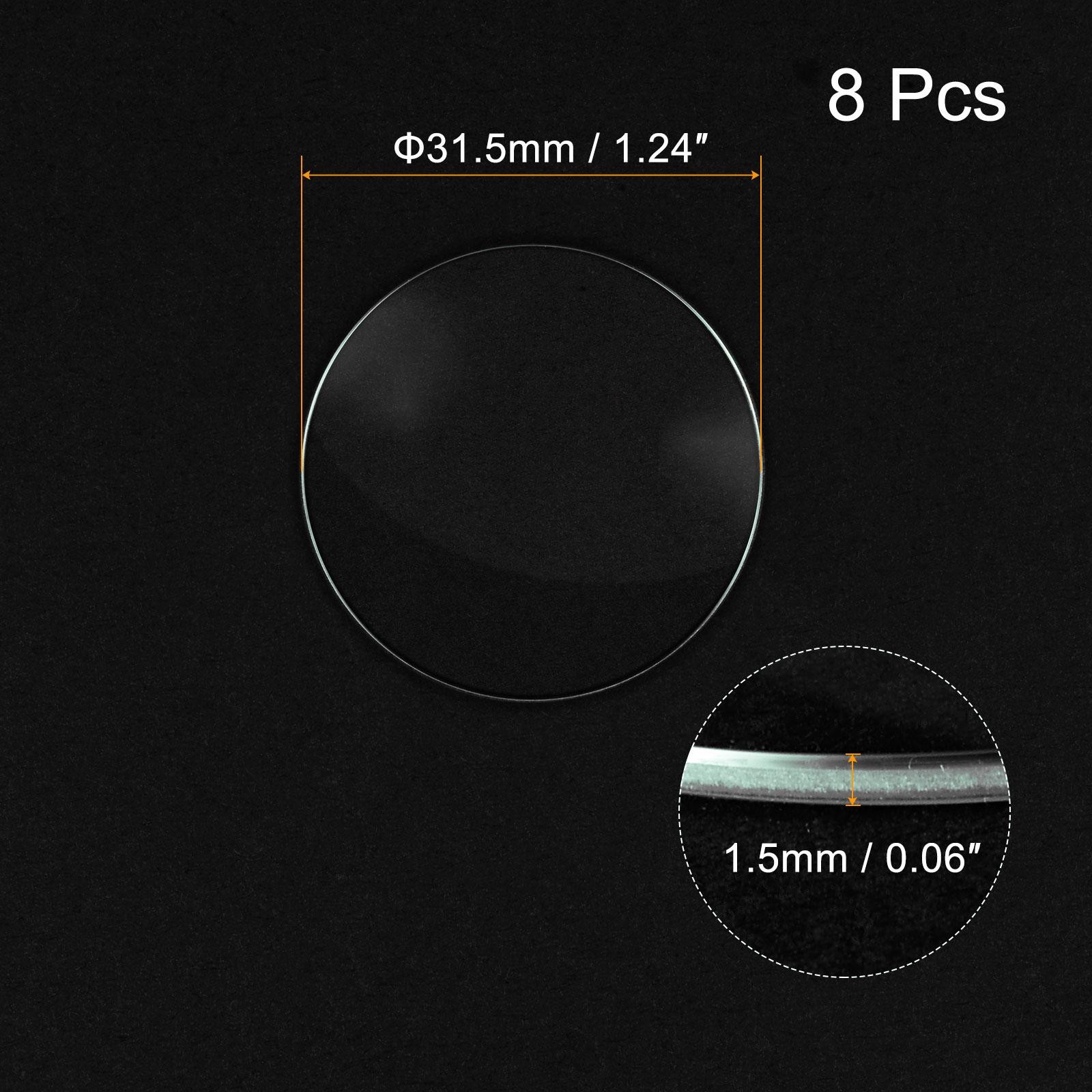 8Pcs 31.5mm Dia Watch Glass Crystal Lens Single Dome Round 1.5mm Edge Thickness
