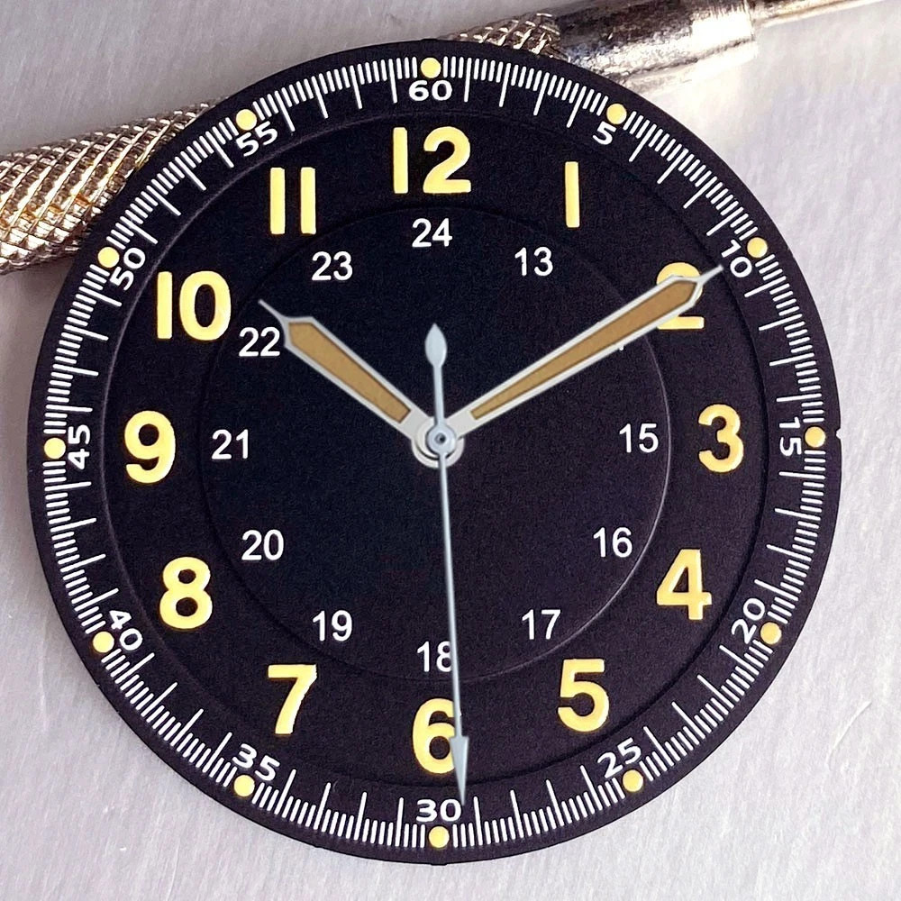 33.5mm Sun pattern Watch Dial+Hands Green Lume For NH35 NH36 ETA2824 Movement