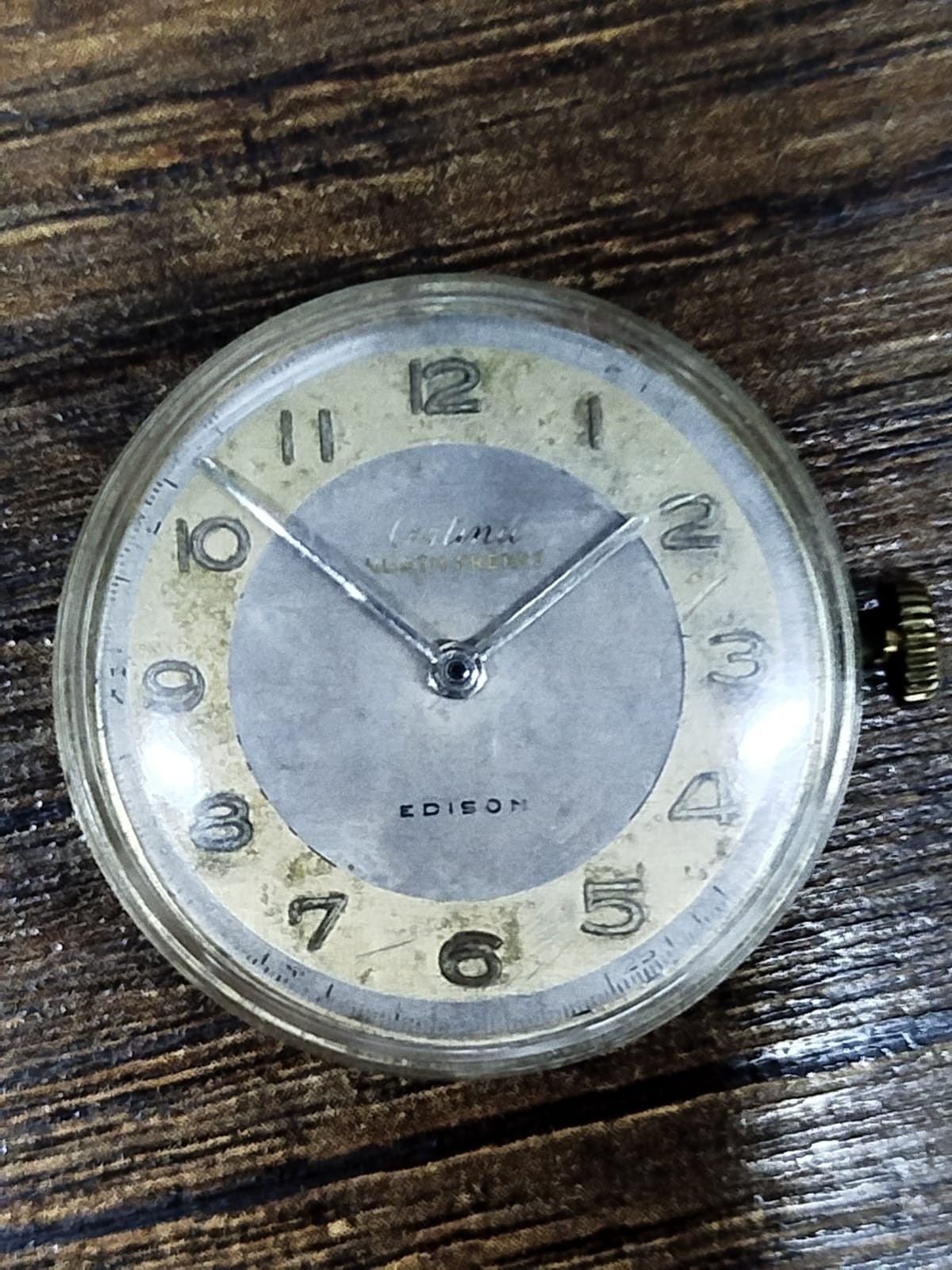 Vintage Cortina Edison Watch Movement Dial Hands Caliber KF 324B Kurth Freres